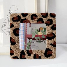 DCLARE 戳戳針鏡子製作DIY套組 法式刺繡 簇絨刺繡 刺繡材料組, 1套, 豹紋