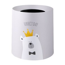 可愛熊圖案圓形垃圾桶, C型, 1個