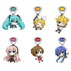 SEGA TOYS 世嘉 Vocaloid 初音未來系列 UFO Tsumamare 壓克力鑰匙扣吉祥物 Ver 2 6 件套, 1套