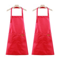 LivingChart 條紋防水圍裙, 2個, 紅色