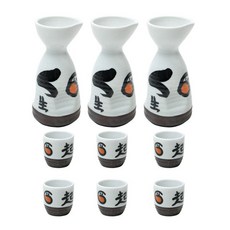 五體之恩A握把刷觸陶瓷酒壺+酒杯 2入組, 3套, 瓶子 3p + 玻璃 6p