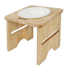 MONAGIO 寵物狗1格餐碗木桌 M號+陶瓷碗, 1個, 單色