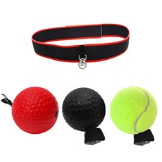 娜雅風格居家訓練健康拳擊球3款+頭帶套組 YGYP-01-15, 黑色（PU球）+紅色（橡膠球）+黃色（網球）