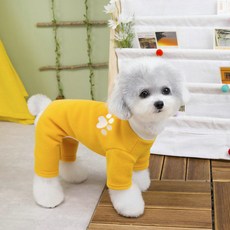 PASTEL PET 寵物腳印超細纖維連身衣, 1個, 黃色