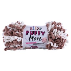 Alizee Mamanit Puppy More 手指編織毛線, 6261 淺棕色 + 象牙白混合, 1個