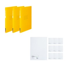 ECO Chungwoon 多色透明文件夾 10頁 A4 3入+PP名片透明L夾 A4 10入, 黃色的, 1套
