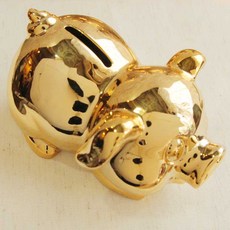 Oriental Mood 金豬陶瓷存錢筒, 金黃色, 1入