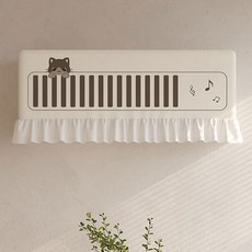 지앤와이 챠밍 프릴 벽걸이 밴딩 에어컨커버, 음표캣