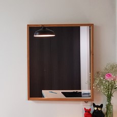 WOOD REPUBLIC 臥室梳妝台內部木製牆鏡大 650 x 550 毫米, 碳化木