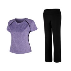 Naya Style女款瑜珈服短袖上衣+直筒褲 2116