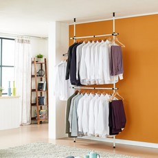 頂天立地耐用2層衣架, 黑色的