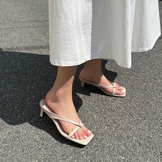 bellepe 女款 Densoline 繞帶時尚夾腳穆勒拖鞋, 米色, 245