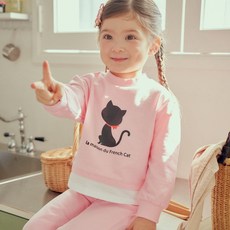 French Cat 女童層次感大學T恤 + 微喇叭褲套裝