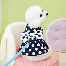 Lanboer 寵物圓點大蝴蝶結洋裝, 1個, 海軍藍