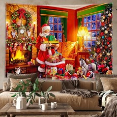 Arty Home 壁爐快樂聖誕掛毯 厚布, TYPE20, 1個