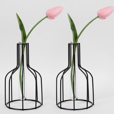 明日空間 鐵製框架花瓶 2入, 黑色
