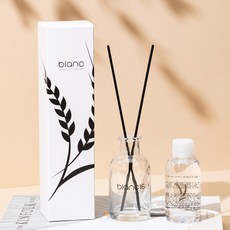 blanc16 經典香氛擴香瓶+擴香棒 7入, 白色亞麻, 120ml, 1組