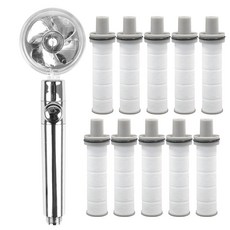 MONACO OLIVE Turbo Pella濾芯蓮蓬頭+濾芯 10入組, 銀色, 1組