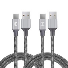 디씨네트워크 메탈 패브릭 USB C타입 고속 충전케이블 2p, 3m, 그레이, 2개
