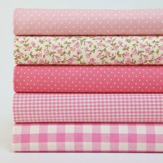 Shueshueroom 碎花菱格布料組 Set 5 粉色 棉 100%, 55*45cm, 1組