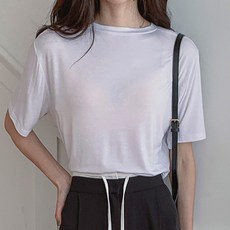 라라온 여성용 스판 무지 심플 반팔 티셔츠 TSP2260