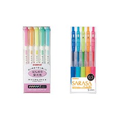 ZEBRA 斑馬牌 溫和眼線5色套組5C+Sarasa夾5色套組0.5mm, 混色, 1套