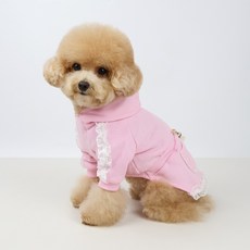 그루밍독 강아지 발레코어 후드 원피스, 핑크, 1개