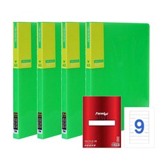 Heemang Office Point A4 新概念透明文件 HC1507 40 張 x 4p + Formtech 文件索引標籤紙 20 張 LQ-3624, 透明文件（黃綠色），標籤紙（白色）, 1套
