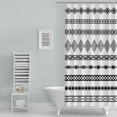 아티홈 기하학 패턴 욕실 샤워커튼 + 커튼고리 세트, TYPE13, 1세트