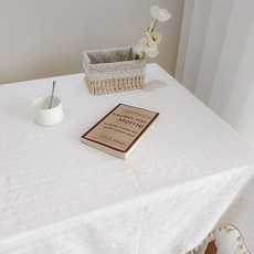 파라다이소 PDS 홈데코 깔끔하고 청순한 분위기 태슬 디자인 식탁보, 유럽 줄무늬 화이트, 40 x 60 cm, 1개
