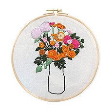 코쿼드 DIY 초보자용 십자수 프랑스자수 패키지 세트 20cm, 1세트, 투명화병
