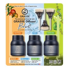 GRASSE 藍調車用香氛 100ml 3罐, Apple Mango + Aqua + Sicilian Lime, 1組