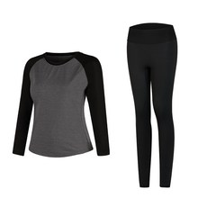 女款瑜伽長袖T恤+內搭褲組