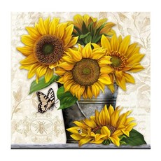 KMELLIE 畫框式 3D 圓鑽鑽石畫 DIY 套組 40 x 50 cm, 招財向日葵, 1套