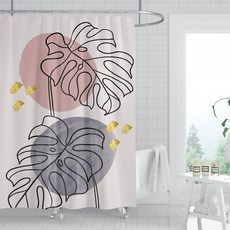 Market A 北歐圖案浴室浴簾 TYPE1 90 x 180 cm, 混合顏色, 1個