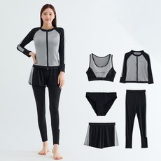 Elsso 女性長袖防曬泳衣5件組