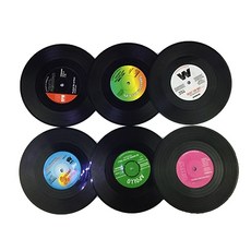 黑膠唱片 PVC 杯墊 ver 2 6件組, 混合色, 1個