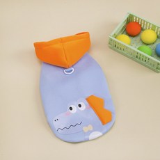 파스텔펫 반려동물 턱시도 디노 후드티셔츠, 블루, 1개