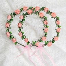 lilydress 玫瑰薄紗花冠 LFC24 2入, 蜜桃色