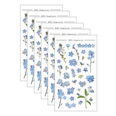 Petit 押花設計貼紙, 勿忘我, 6個