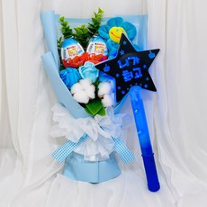 러블리팜 스마일 킨더조이꽃다발 + LED 응원봉 세트, 블루, 1세트