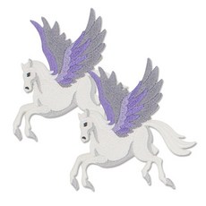 紫色翅膀獨角獸刺繡布貼, 混色, 2個