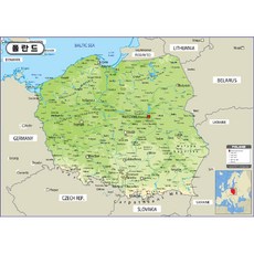 Map.Come 地形塗層波蘭地圖 110 x 78cm, 1個