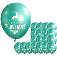 루돌프 크리스마스풍선 30cm x 20p + 손펌프 랜덤발송 + 컬링리본 화이트 소, 그린, 1세트