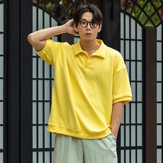 FivexLarge 男士透氣寬鬆版特級雙面布Polo領短袖T恤