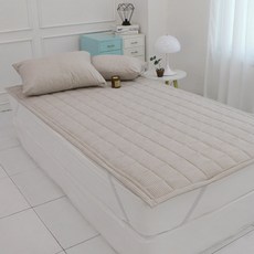 Beau Monde 韓國製柔軟水洗鬆緊帶條紋床墊, 米色