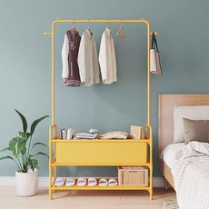 Mabsoshop 簡約衣架 可拆卸收納層架 3層 大型 BRP349, 黃色