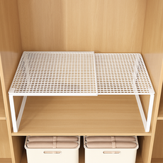 휘즈헉 튼튼한 타공형 철제 길이조절 옷장 선반, 화이트, 1단