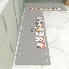 動物圖案廚房腳踏墊, 動物灰