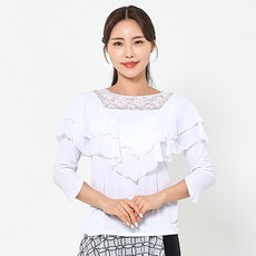 dancedome 方領蕾絲T恤 LDT28200, 白色